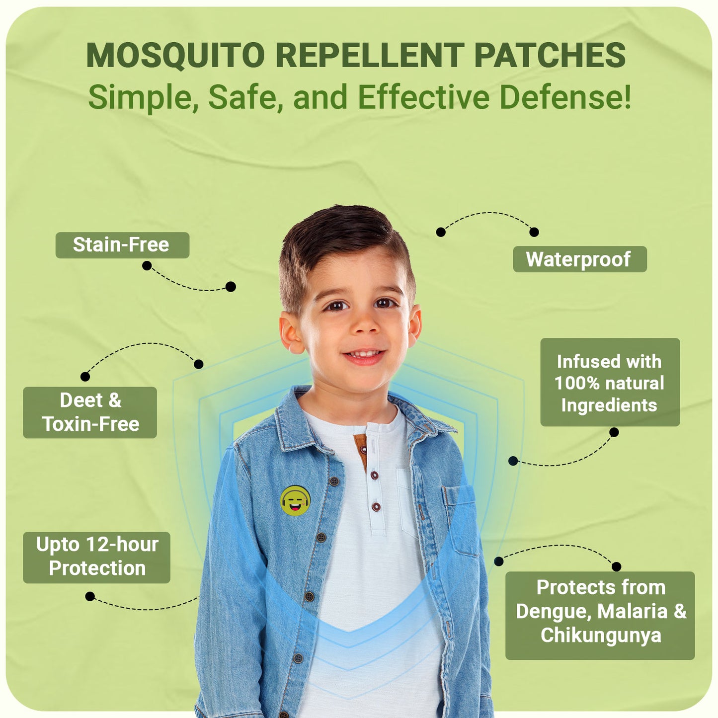 MumsLap Natural Mosquito Repellent Patches for Babies & Kids-Upto 12Hr Protection with Citronella,Lemongrass& Eucalyptus Oil|Anti-Mosquito Stickers|Guards Against Dengue,Malaria& Chikungunya-Pack of 1