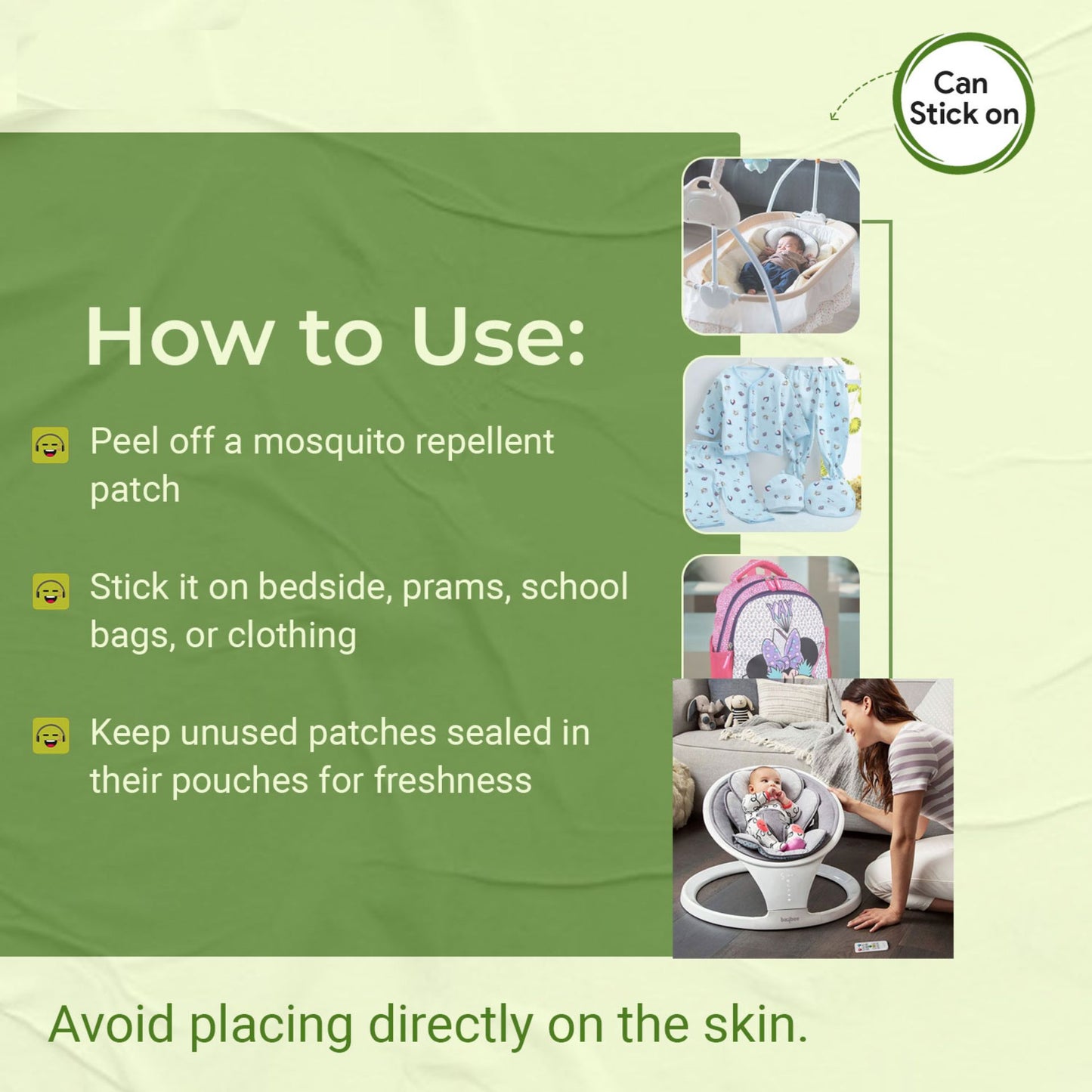 MumsLap Natural Mosquito Repellent Patches for Babies & Kids-Upto 12Hr Protection with Citronella,Lemongrass& Eucalyptus Oil|Anti-Mosquito Stickers|Guards Against Dengue,Malaria& Chikungunya-Pack of 1