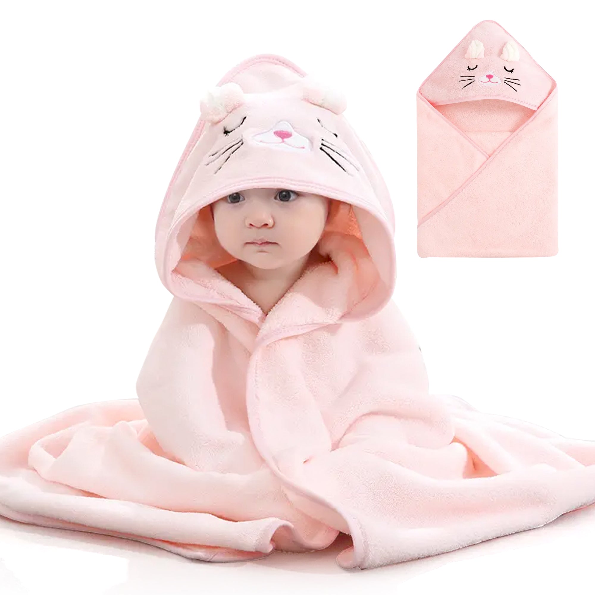 Hooded Bath Towels Wrappers For Babies Kitty Style – MumsLap