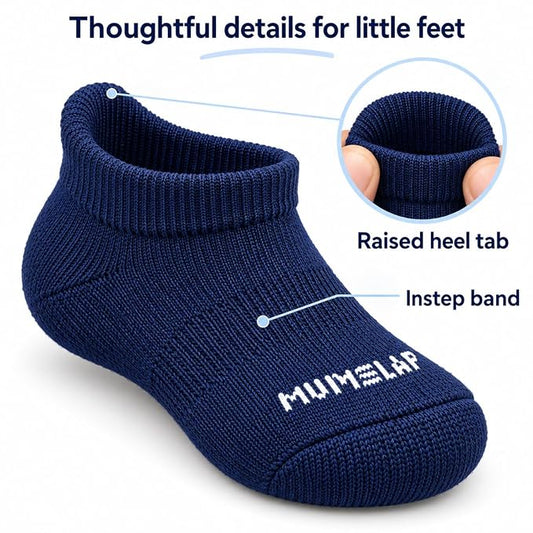 Baby Socks for Newborn to 6 Months, Navy Blue, Light Blue, Grey Marl, Soft & Cute Cotton Socks for Baby Boys & Girls, Plain Design Comfortable Infant Socks, Unisex Baby Socks (0-6 M, Pack of 3)