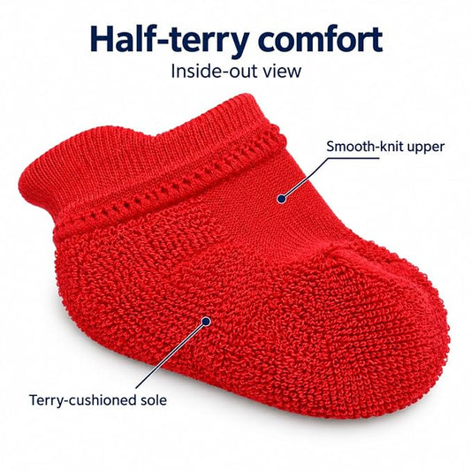 Baby Socks for Newborn to 6 Months, POP Colors, Soft & Cute Cotton Socks for Baby Boys & Girls, Plain Design Comfortable Infant Socks, Unisex Baby Socks (0-6 M, Pack of 3)