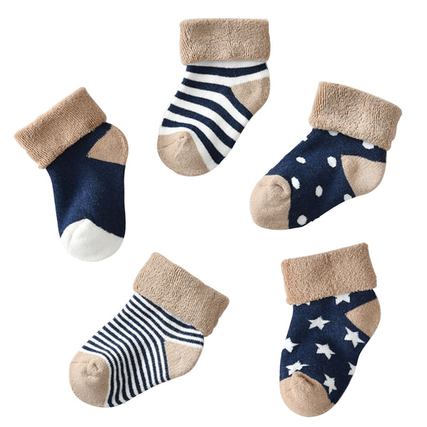 Baby Boys & Girls socks (Set of 5 pairs) - Dark Blue