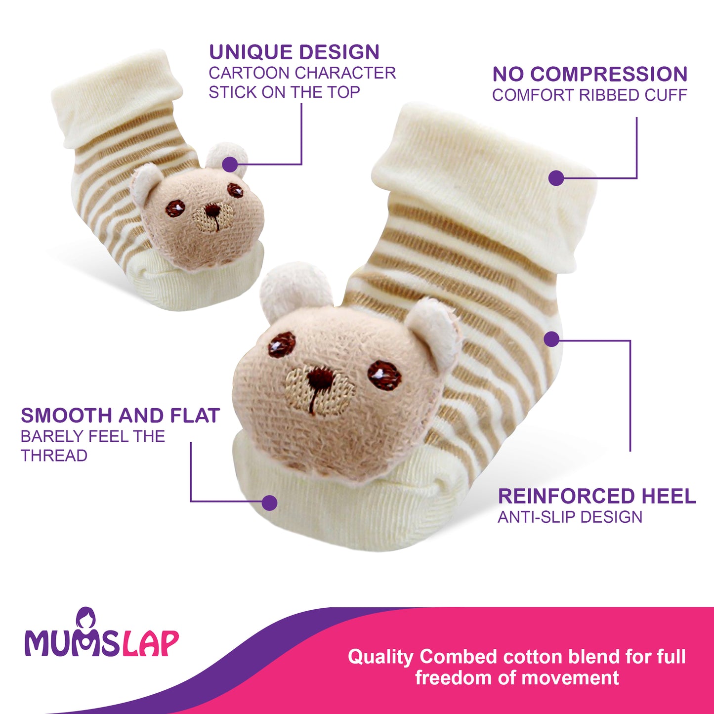 Baby Boys & Girls Socks (Green,Red,Cream,White)