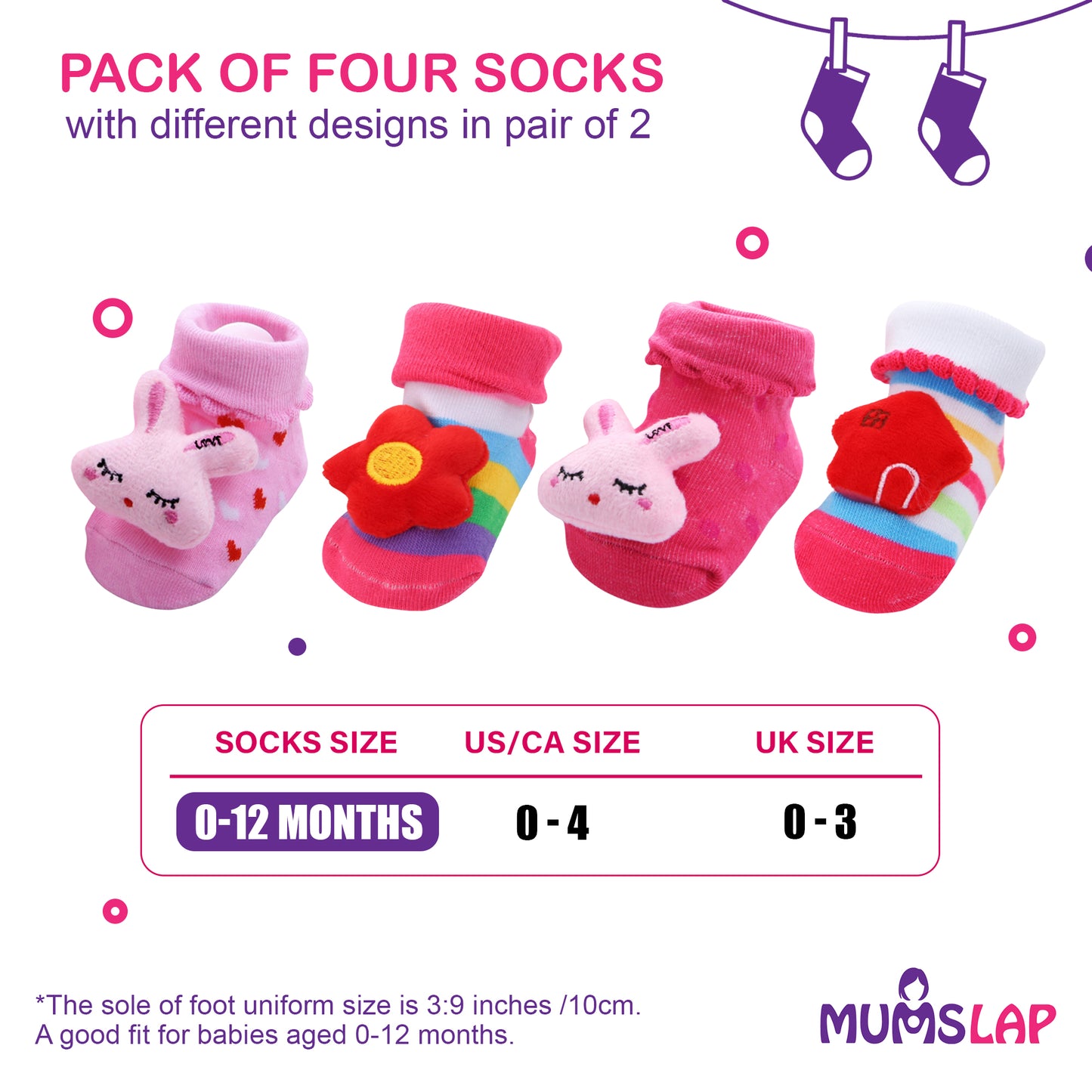 Baby Boys & Girls Socks (All Pink)
