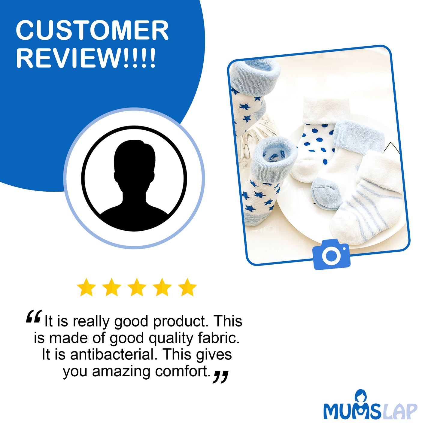 Baby Boys & Girls socks (Set of 5 pairs) - Blue