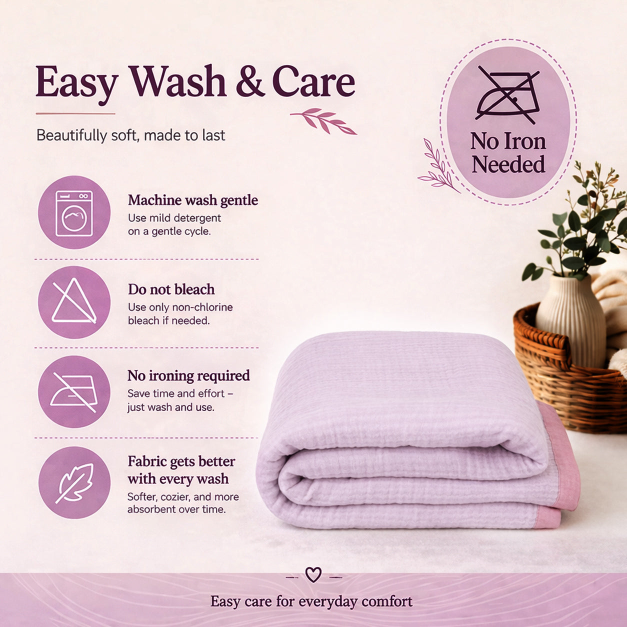 Muslin 4-Layer Baby Blanket Ultra Soft & Breathable Cotton Wrap (0-5 Years)