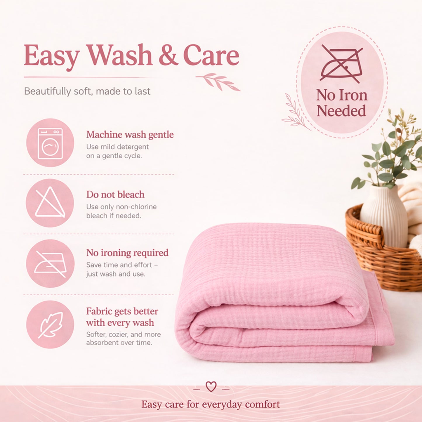 Muslin 4-Layer Baby Blanket Ultra Soft & Breathable Cotton Wrap (0-5 Years)