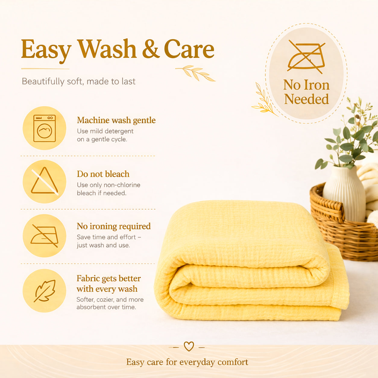 Muslin 4-Layer Baby Blanket Ultra Soft & Breathable Cotton Wrap (0-5 Years)