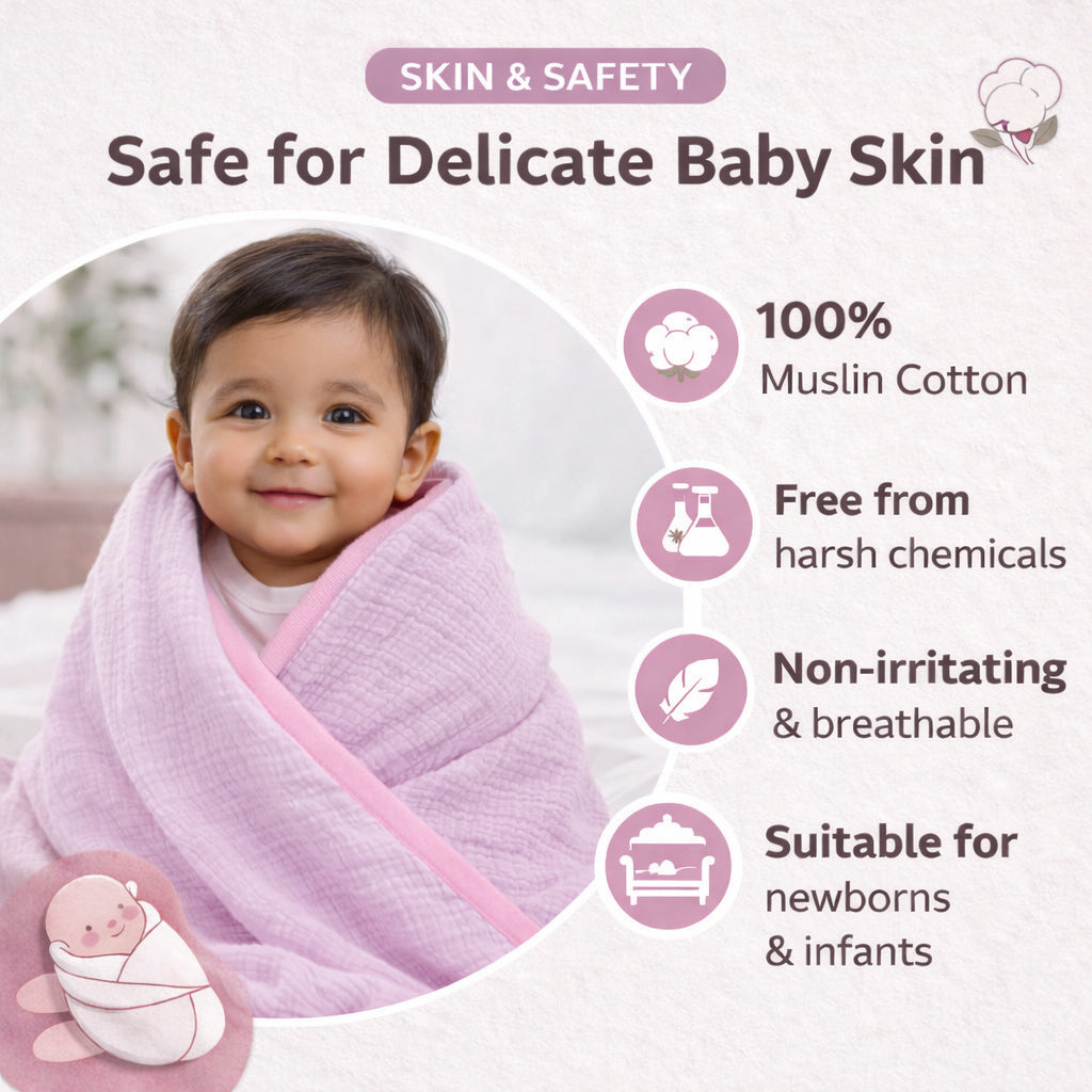 Muslin 4-Layer Baby Blanket Ultra Soft & Breathable Cotton Wrap (0-5 Years)