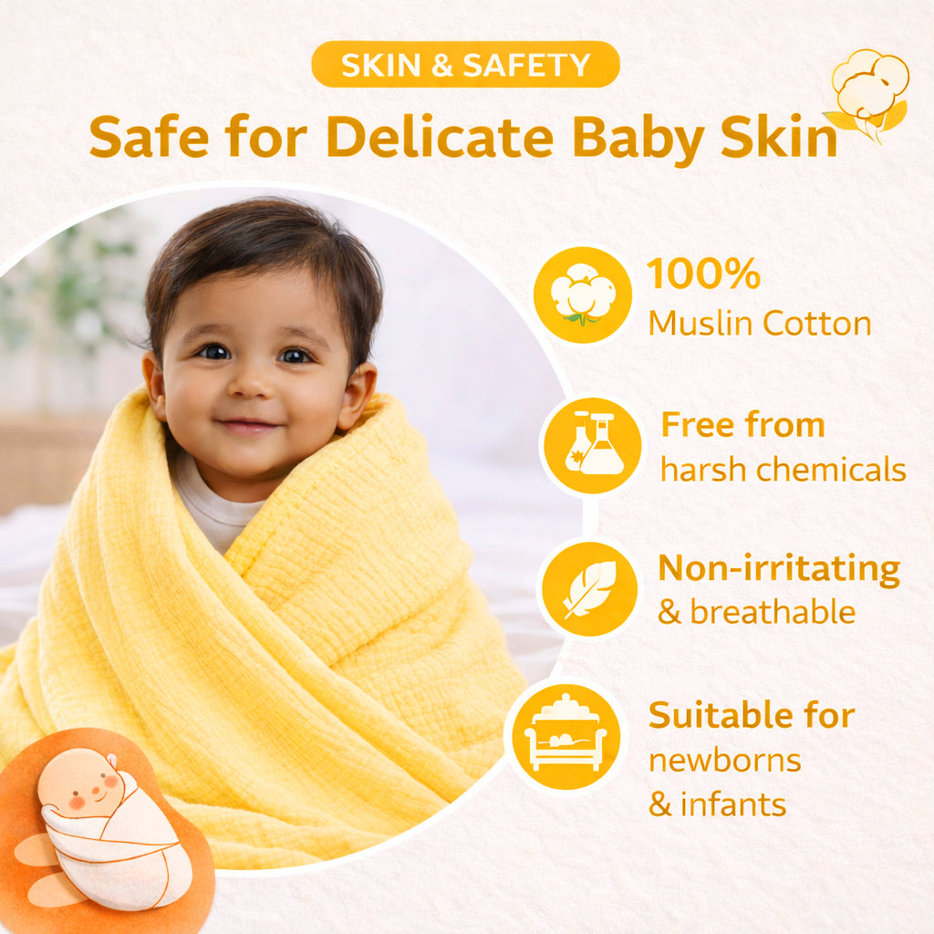 Muslin 4-Layer Baby Blanket Ultra Soft & Breathable Cotton Wrap (0-5 Years)