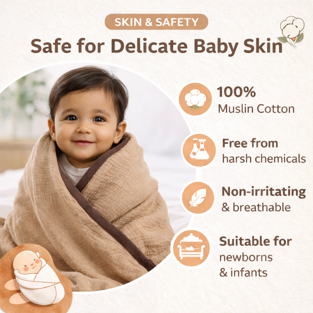 Muslin 4-Layer Baby Blanket Ultra Soft & Breathable Cotton Wrap (0-5 Years)