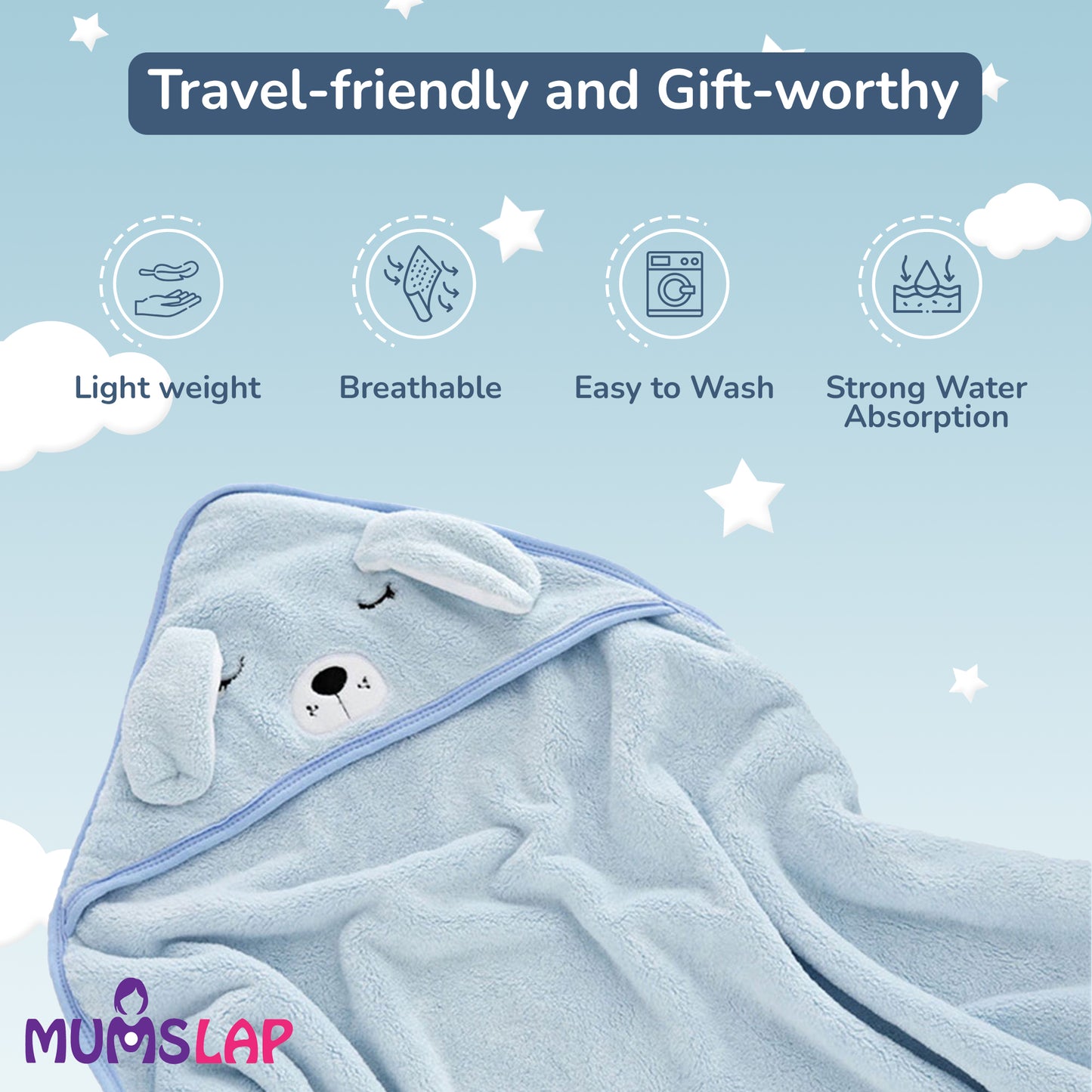 Hooded Bath Towels & Wrappers For Babies - Puppy Style