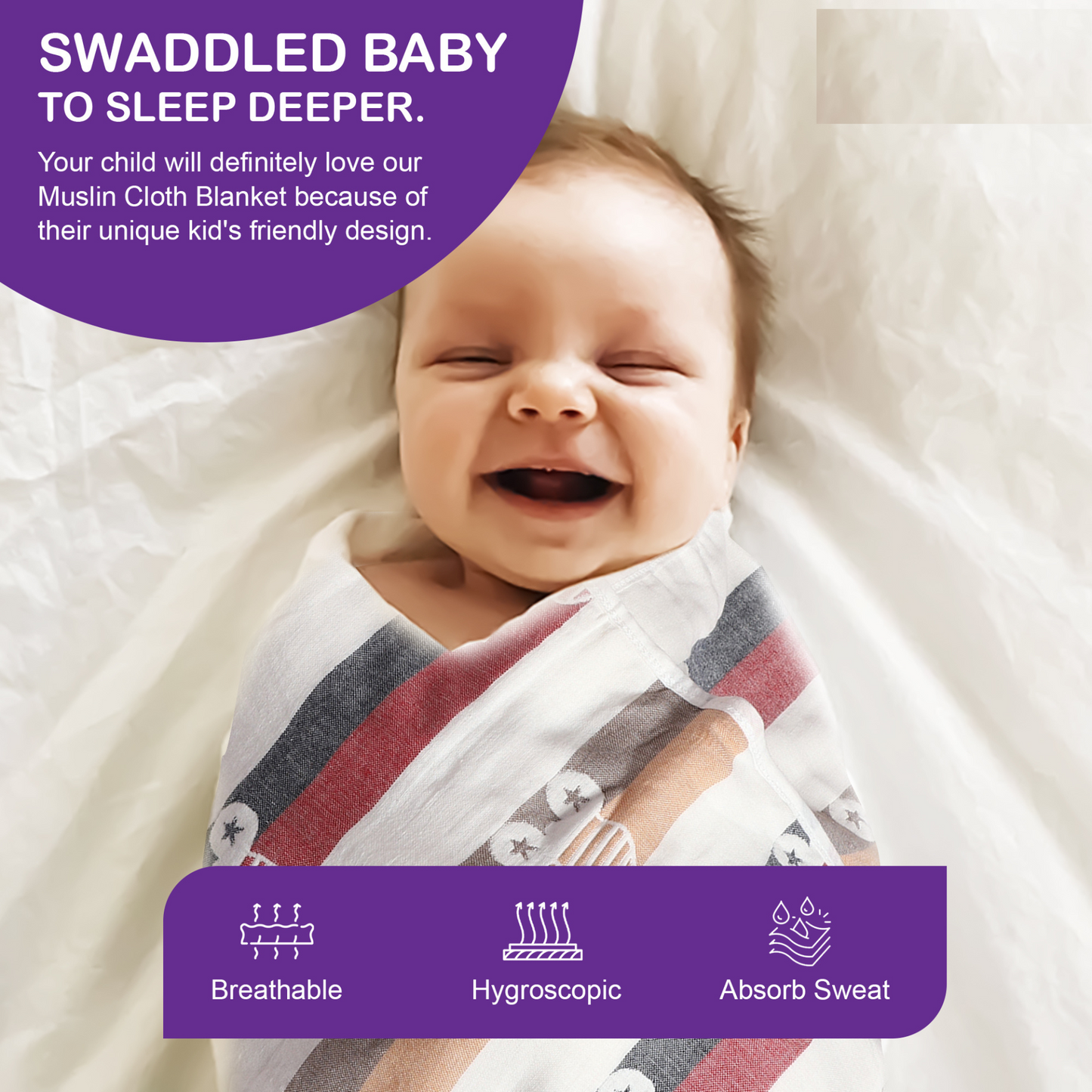MumsLap Baby Muslin Blanket for Newborn | 6 Layer Gauze Cotton | Soft Swaddle Wrap Blanket/Quilt/Bath Towel/Nursing Cover/Crib Blankets for Boys and Girls, 200 tc,Multicolor