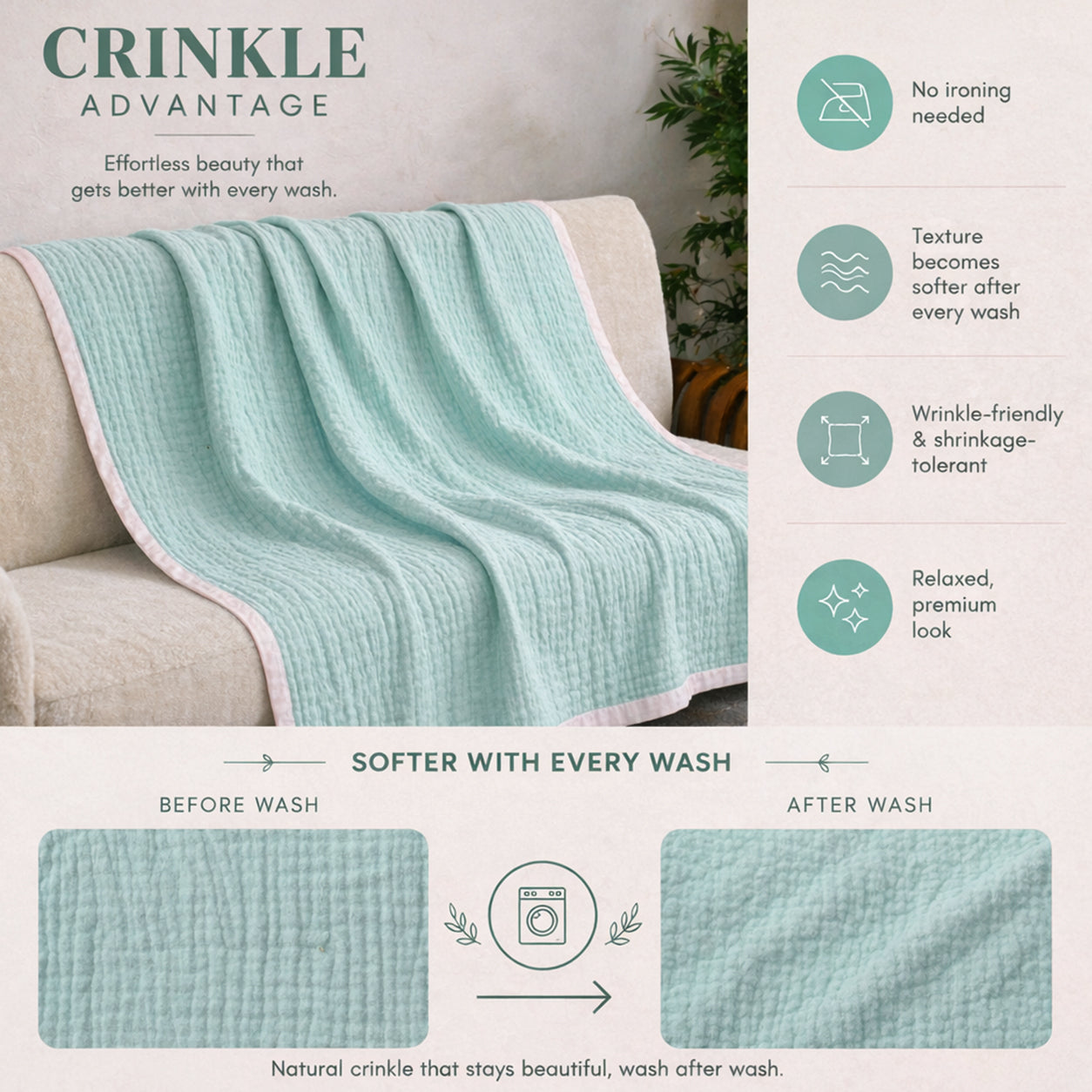 Muslin 4-Layer Baby Blanket Ultra Soft & Breathable Cotton Wrap (0-5 Years)