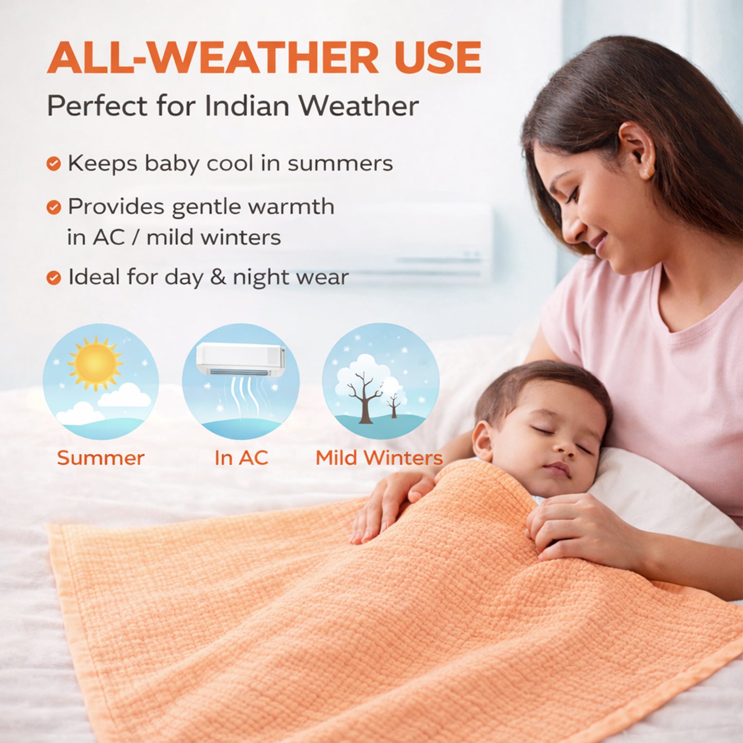 Muslin 4-Layer Baby Blanket Ultra Soft & Breathable Cotton Wrap (0-5 Years)