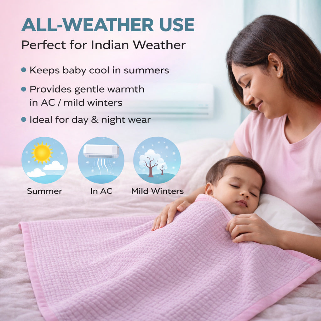 Muslin 4-Layer Baby Blanket Ultra Soft & Breathable Cotton Wrap (0-5 Years)