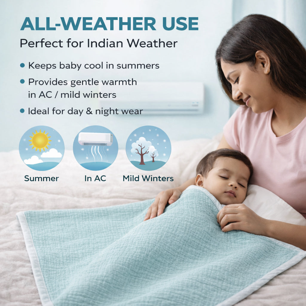 Muslin 4-Layer Baby Blanket Ultra Soft & Breathable Cotton Wrap (0-5 Years)