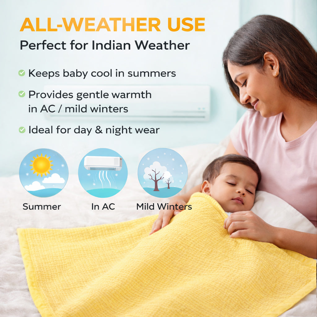 Muslin 4-Layer Baby Blanket Ultra Soft & Breathable Cotton Wrap (0-5 Years)
