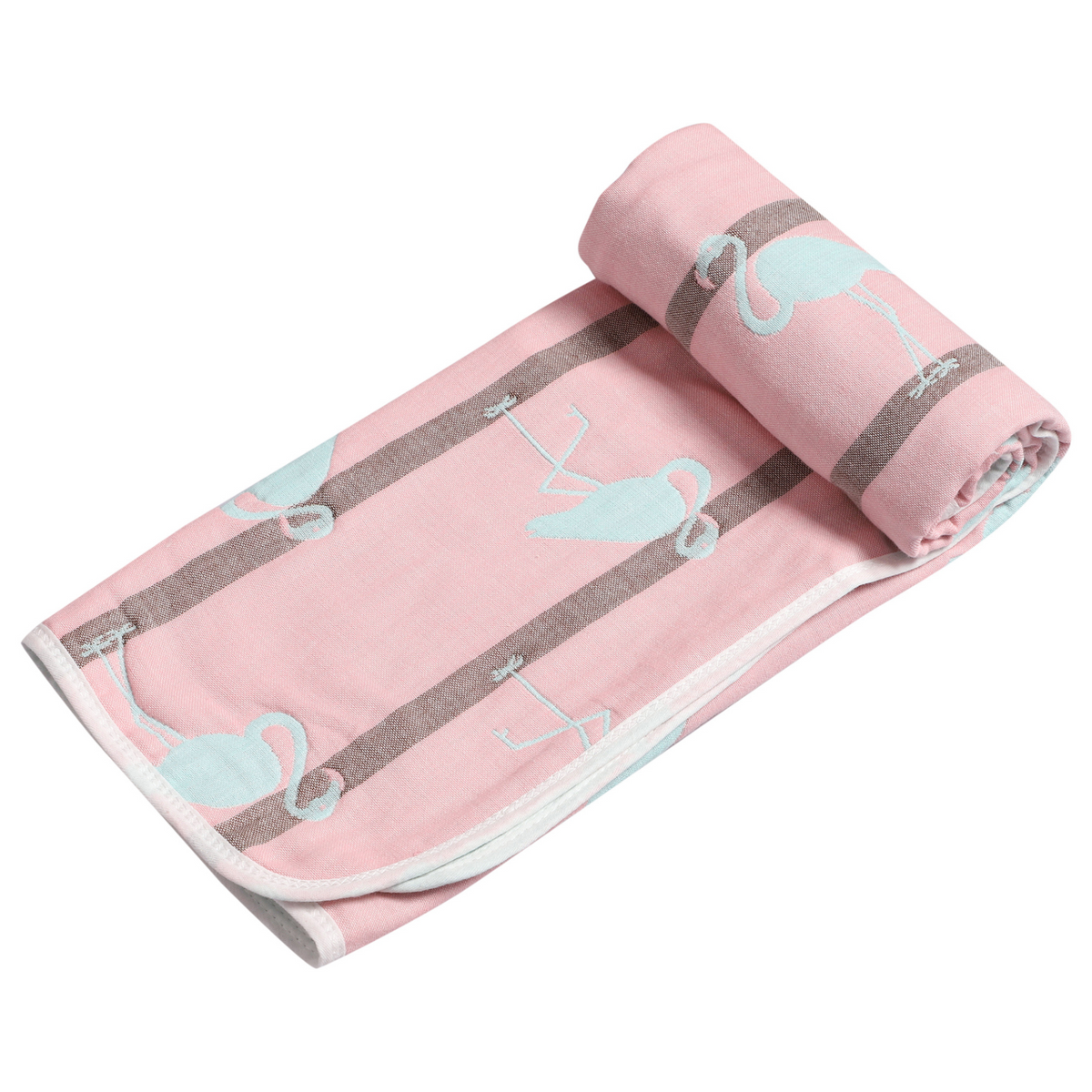 MumsLap Baby Muslin Blanket for Newborn| Pink Swan Print | 6 Layer Gauze Cotton | Soft Swaddle Wrap Blanket/Quilt/Bath Towel/Nursing Cover/Crib Blankets for Boys and Girls, Multicolor