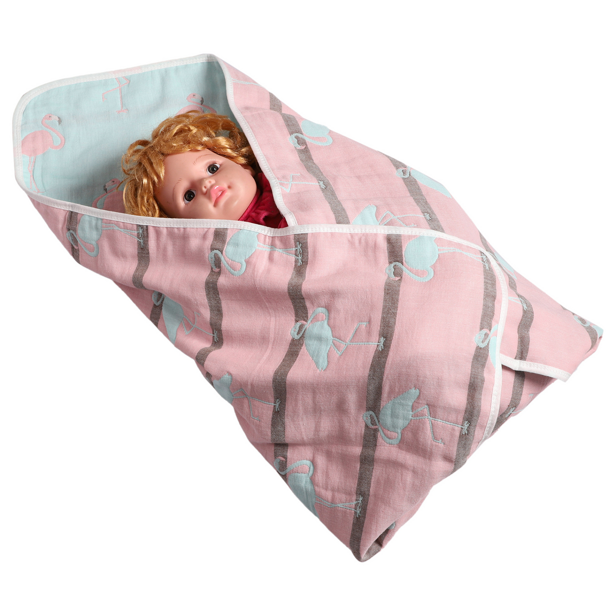 MumsLap Baby Muslin Blanket for Newborn| Pink Swan Print | 6 Layer Gauze Cotton | Soft Swaddle Wrap Blanket/Quilt/Bath Towel/Nursing Cover/Crib Blankets for Boys and Girls, Multicolor