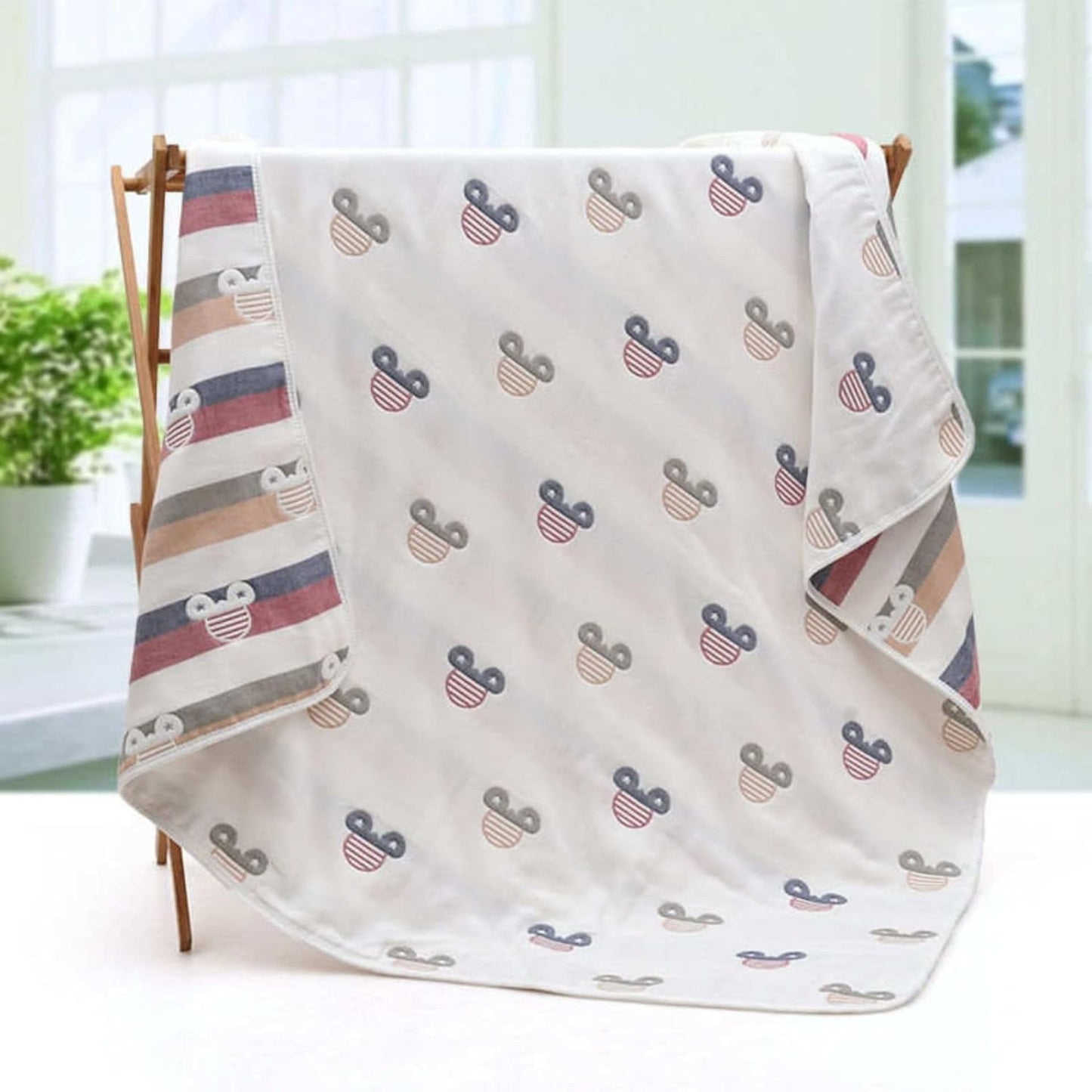 MumsLap Baby Muslin Blanket for Newborn | 6 Layer Gauze Cotton | Soft Swaddle Wrap Blanket/Quilt/Bath Towel/Nursing Cover/Crib Blankets for Boys and Girls, Multicolor