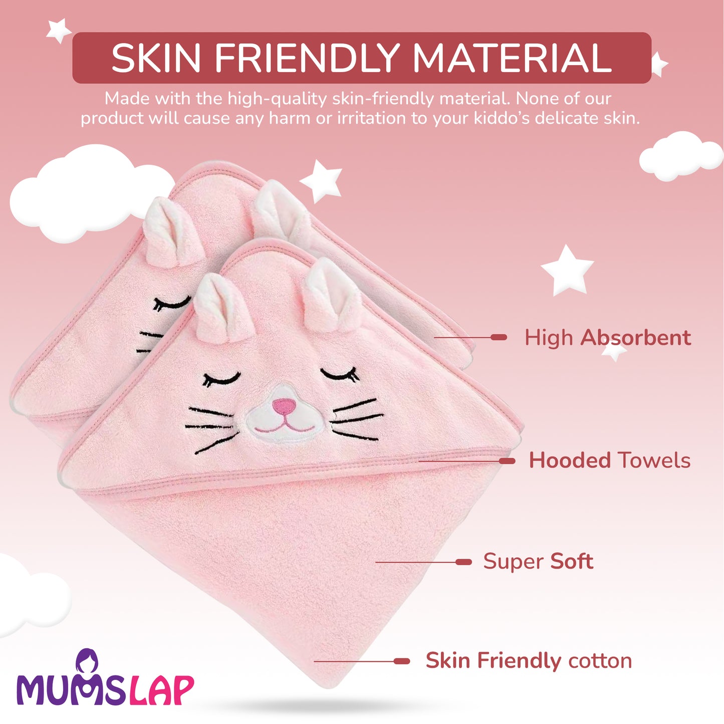 Hooded Bath Towels & Wrappers For Babies - Kitty Style