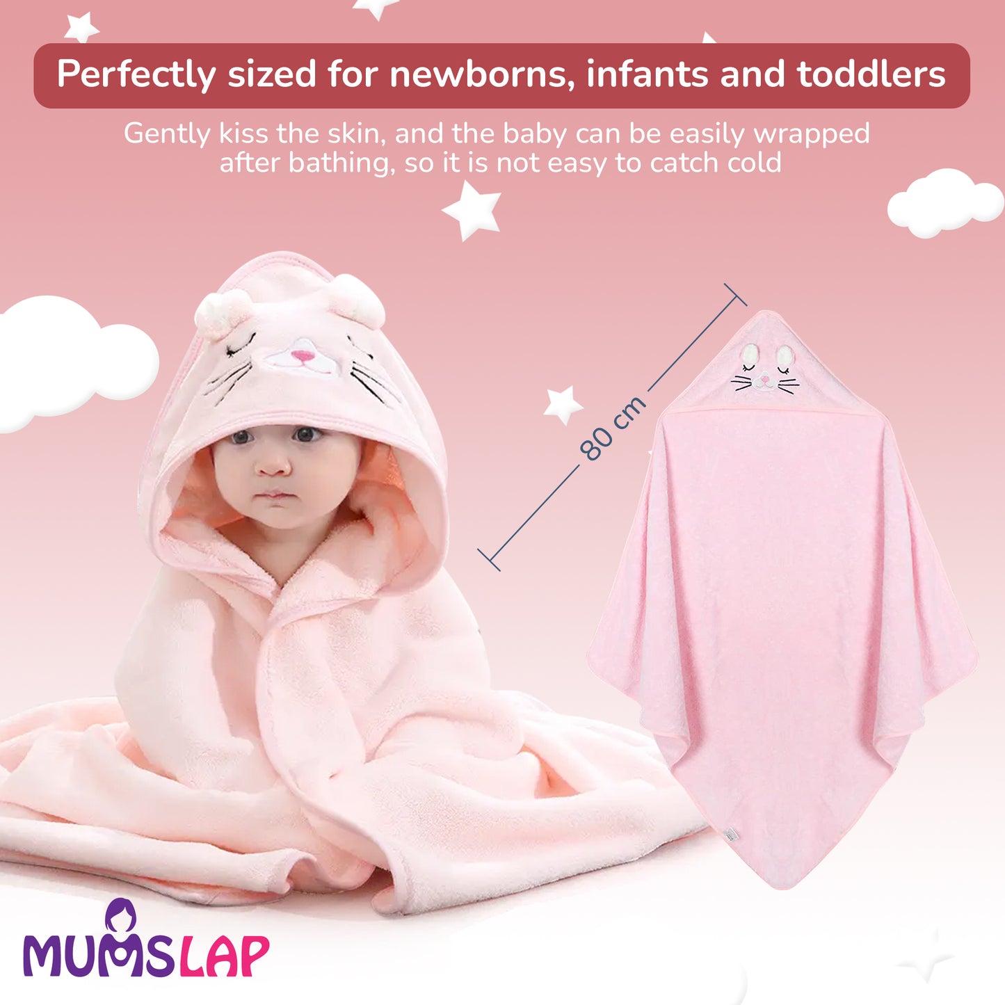 Hooded Bath Towels & Wrappers For Babies - Kitty Style
