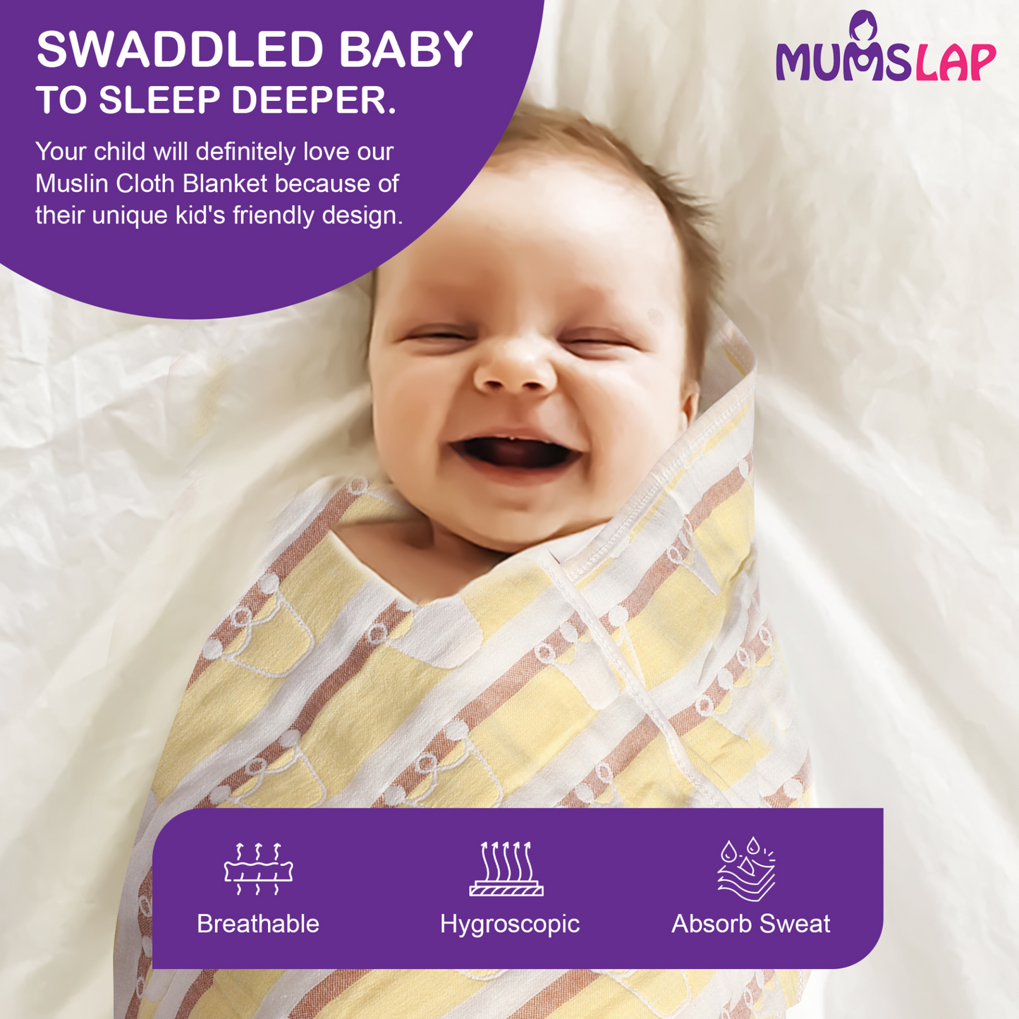 MumsLap Baby Muslin Blanket for Newborn | 6 Layer Gauze Cotton | Soft Swaddle Wrap Blanket/Quilt/Bath Towel/Nursing Cover/Crib Blankets for Boys and Girls, Multicolor