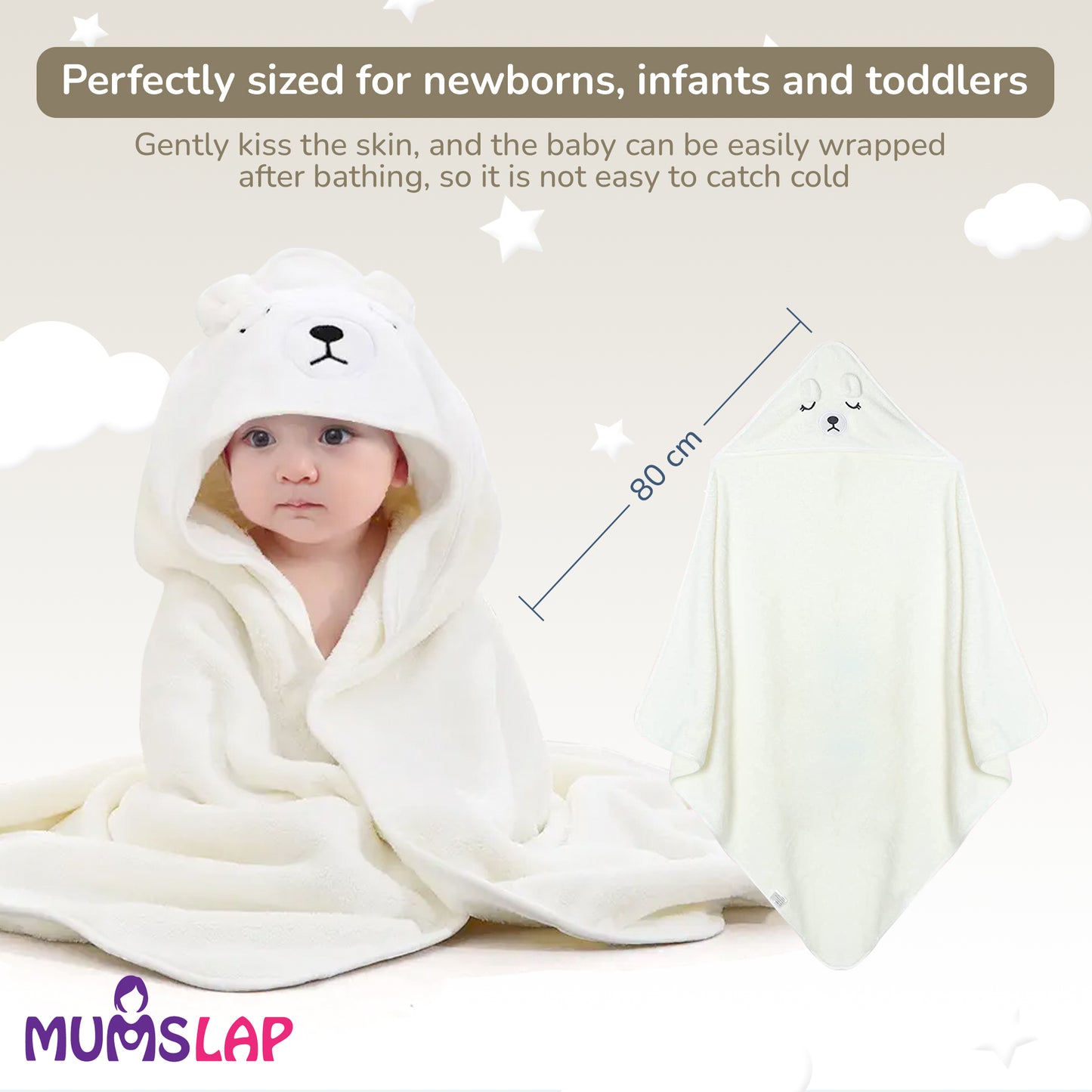 Hooded Bath Towels & Wrappers For Babies - Bear Style