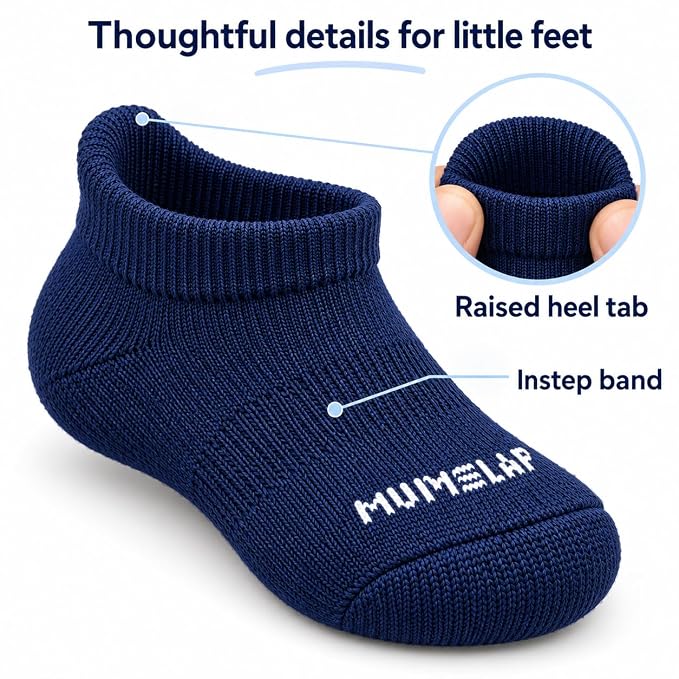 Baby Socks for Newborn to 6 Months, Navy Blue, Light Blue, Grey Marl, Soft & Cute Cotton Socks for Baby Boys & Girls, Plain Design Comfortable Infant Socks, Unisex Baby Socks (0-6 M, Pack of 3)