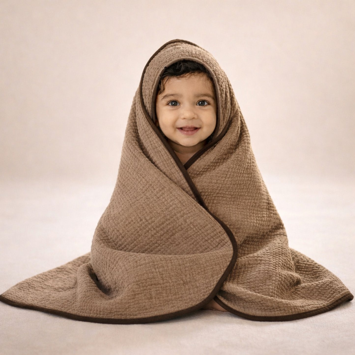 MumsLap 4-Layer Muslin Hooded Baby Towel | Ultra Soft & Absorbent Cotton Bath Towel for Newborns & Kids