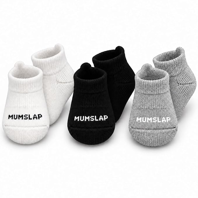 Baby Socks for Newborn to 6 Months, Classic Neutrals, Soft & Cute Cotton Socks for Baby Boys & Girls, Plain Design Comfortable Infant Socks, Unisex Baby Socks (0-6 M, Pack of 3)
