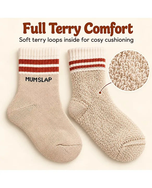 MumsLap Cotton Knit Pack Of 5 Colour Blocked Socks (3-5 years) - Black White Mustard Green & Red