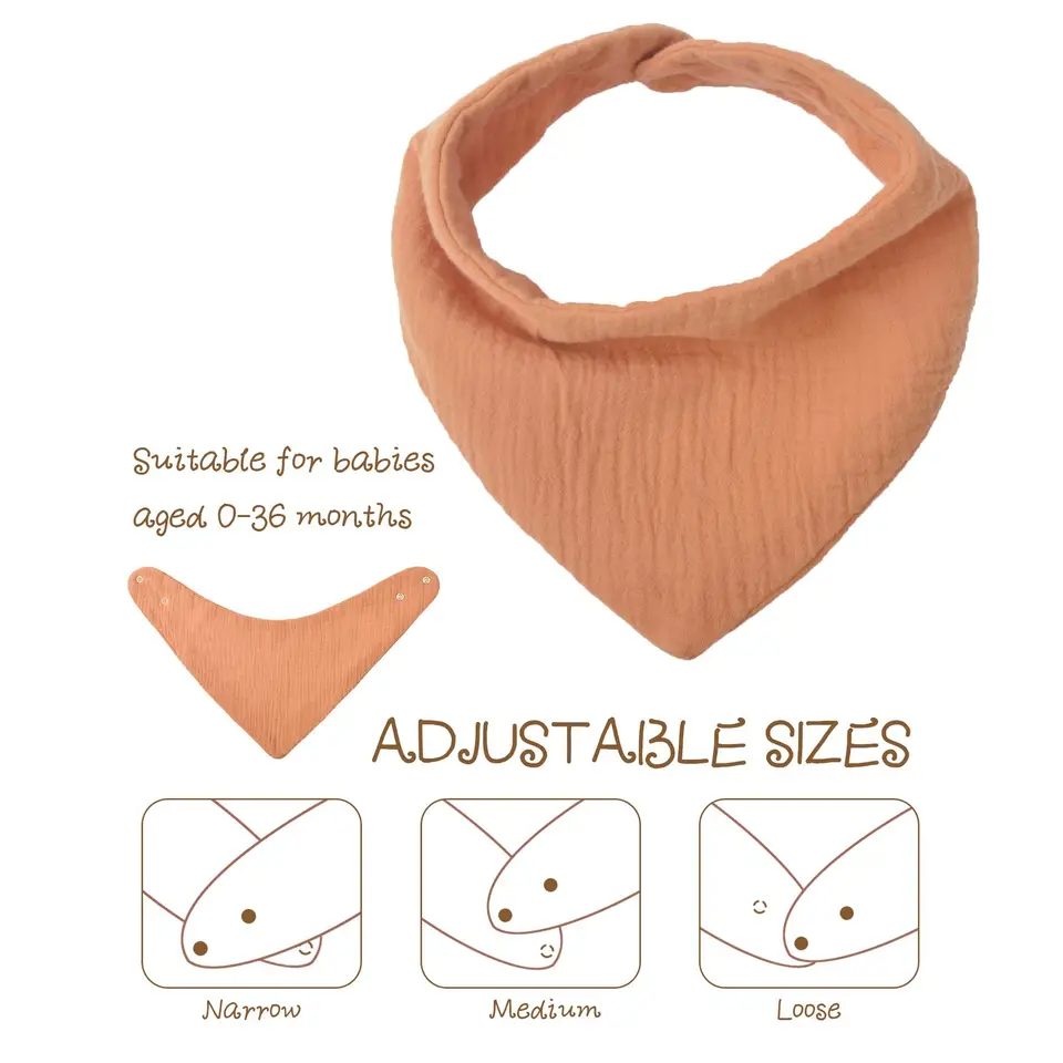 Muslin Baby Bibs - 5 Colours Set