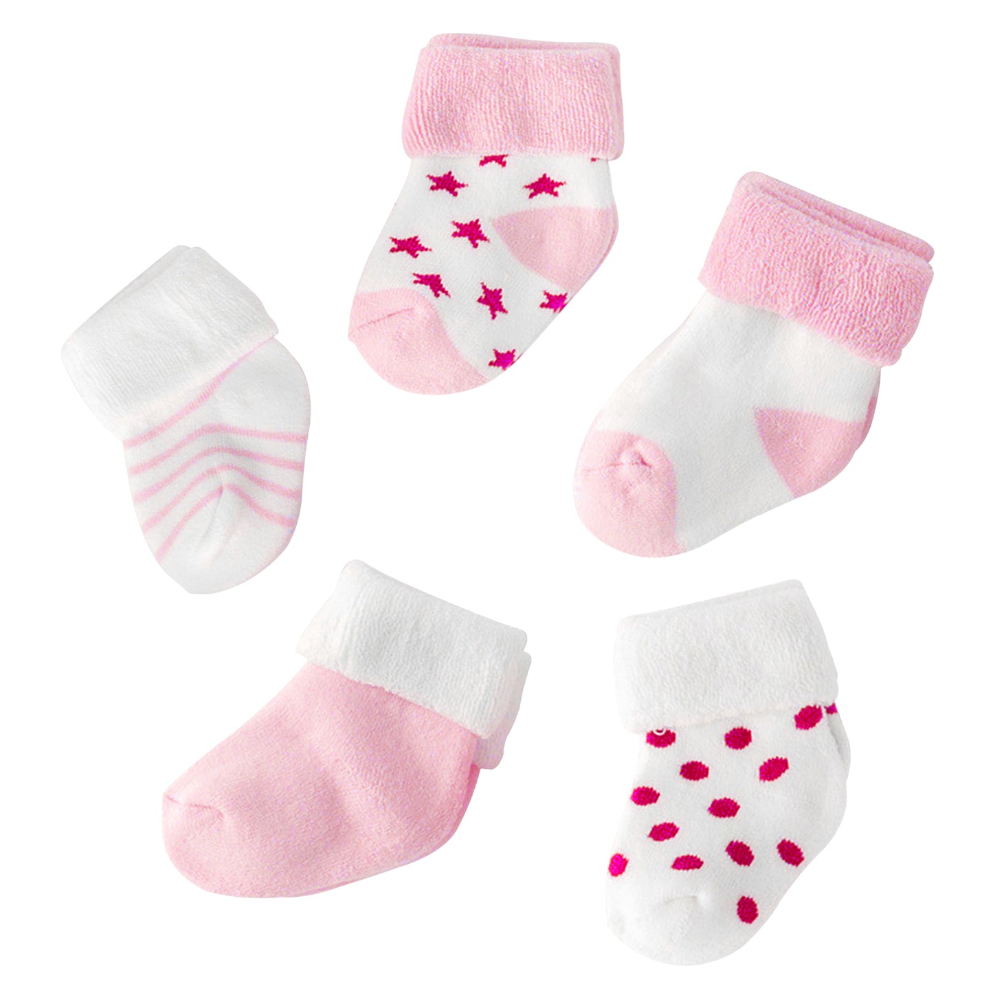Baby Boys & Girls socks (Set of 5 pairs) - Pink