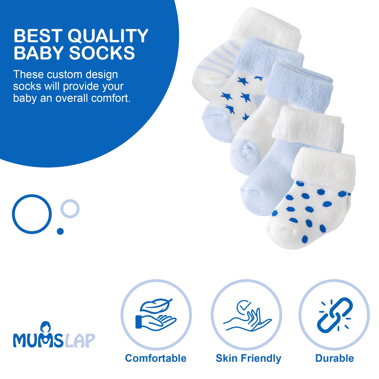 Baby Boys & Girls socks (Set of 5 pairs) - Blue