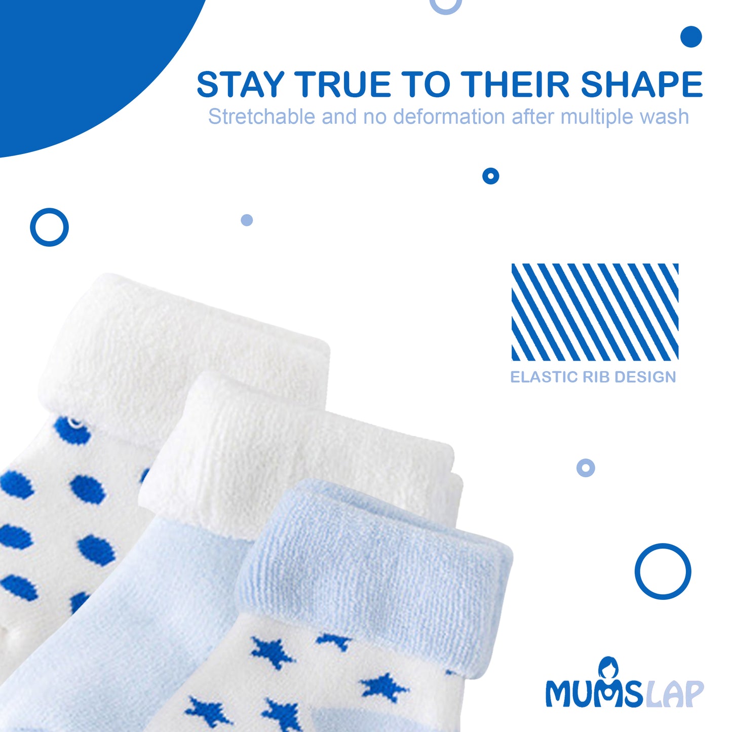 Baby Boys & Girls socks (Set of 5 pairs) - Blue