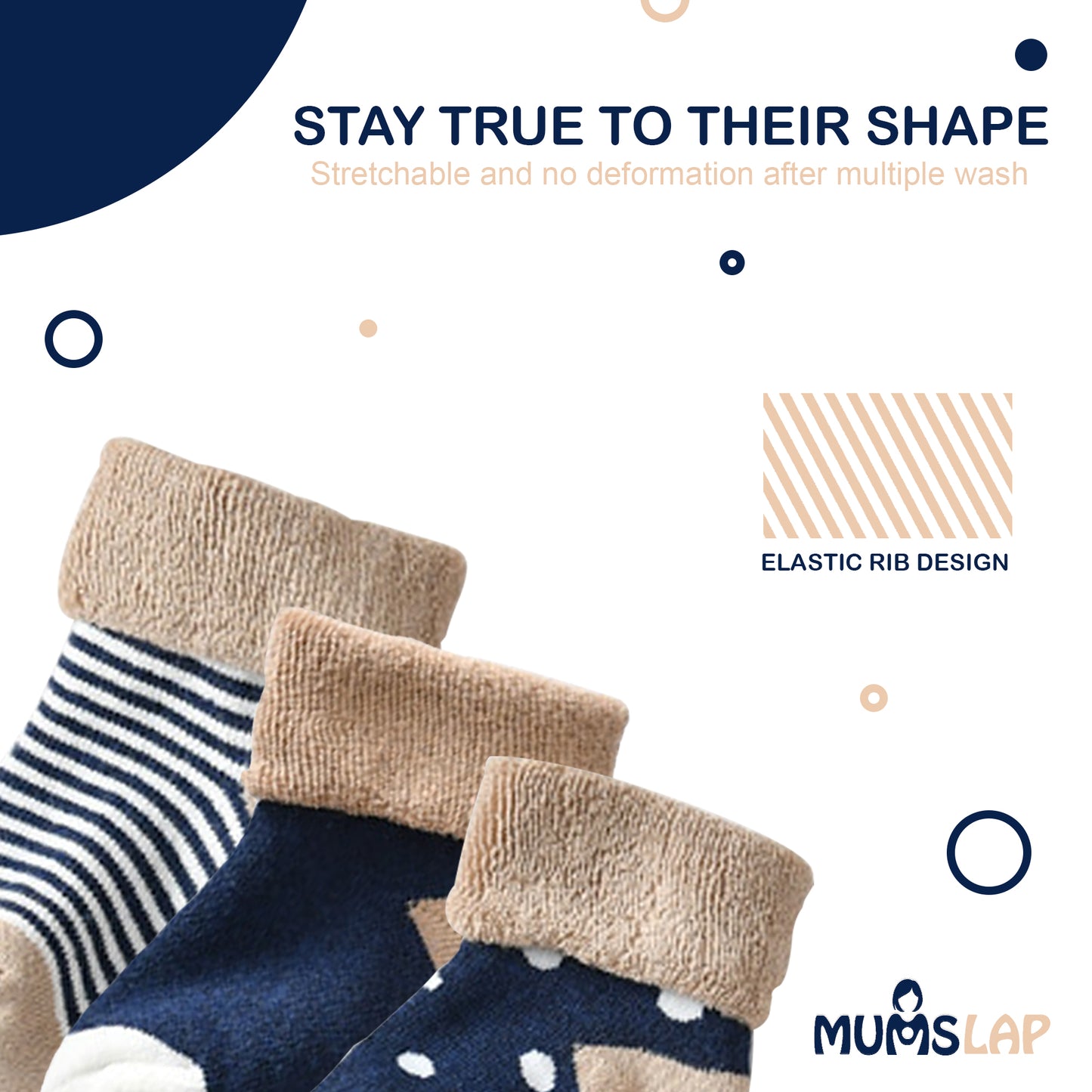 Baby Boys & Girls socks (Set of 5 pairs) - Dark Blue