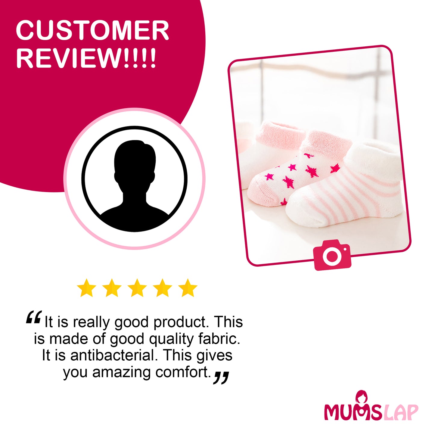 Baby Boys & Girls socks (Set of 5 pairs) - Pink