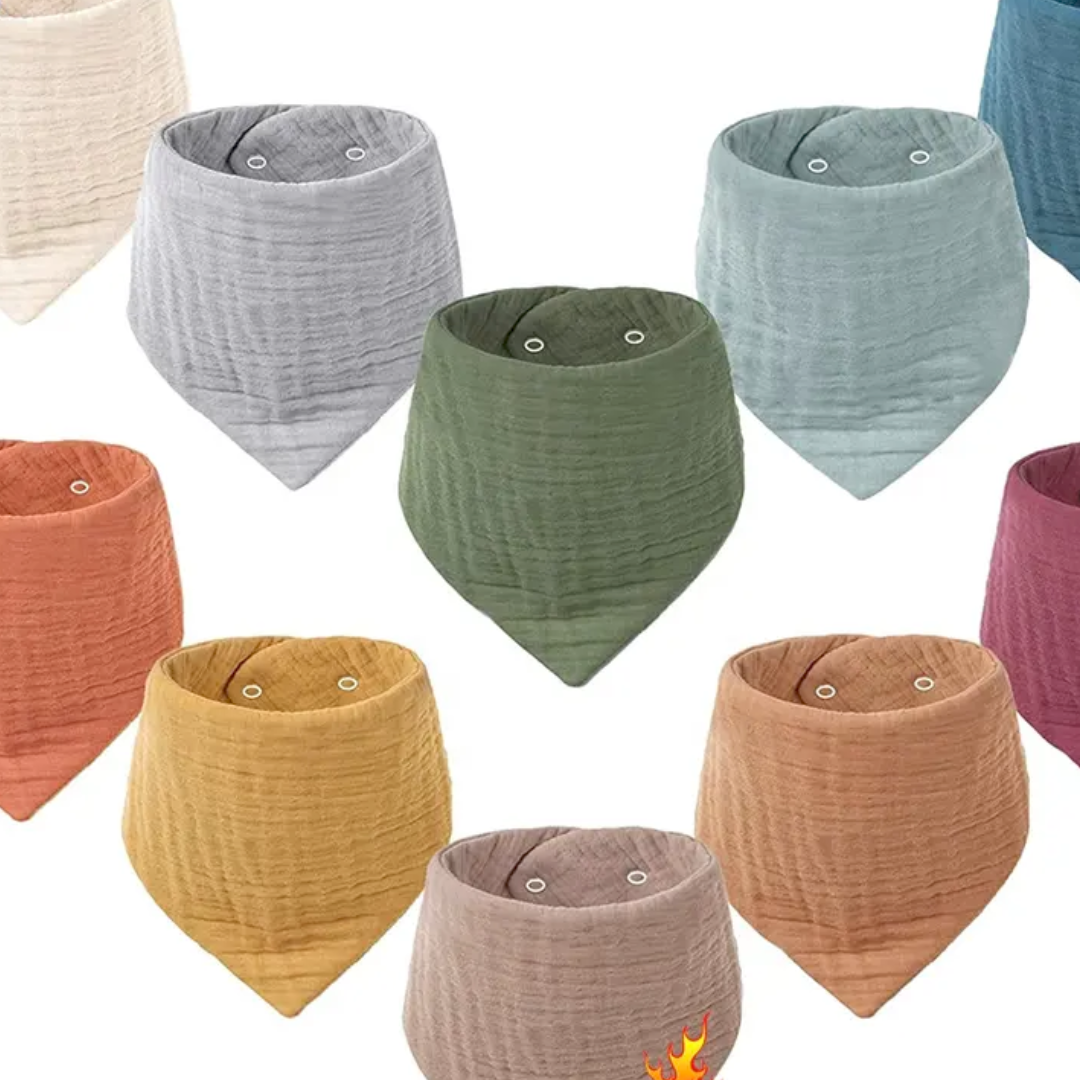 Muslin Baby Bibs - 5 Colours Set