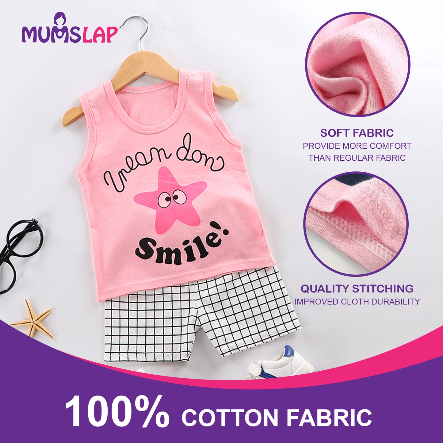 100% Cotton Sleeveless Vests | Sando for boys and girls (Pack of 5)