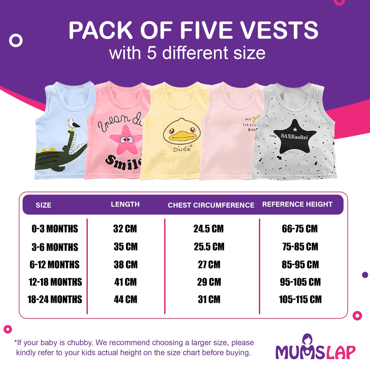 100% Cotton Sleeveless Vests | Sando for boys and girls (Pack of 5)